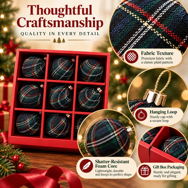 9Pcs 8cm Fabric Wrapped Plaid  - Gift Box Wrap Set review and price